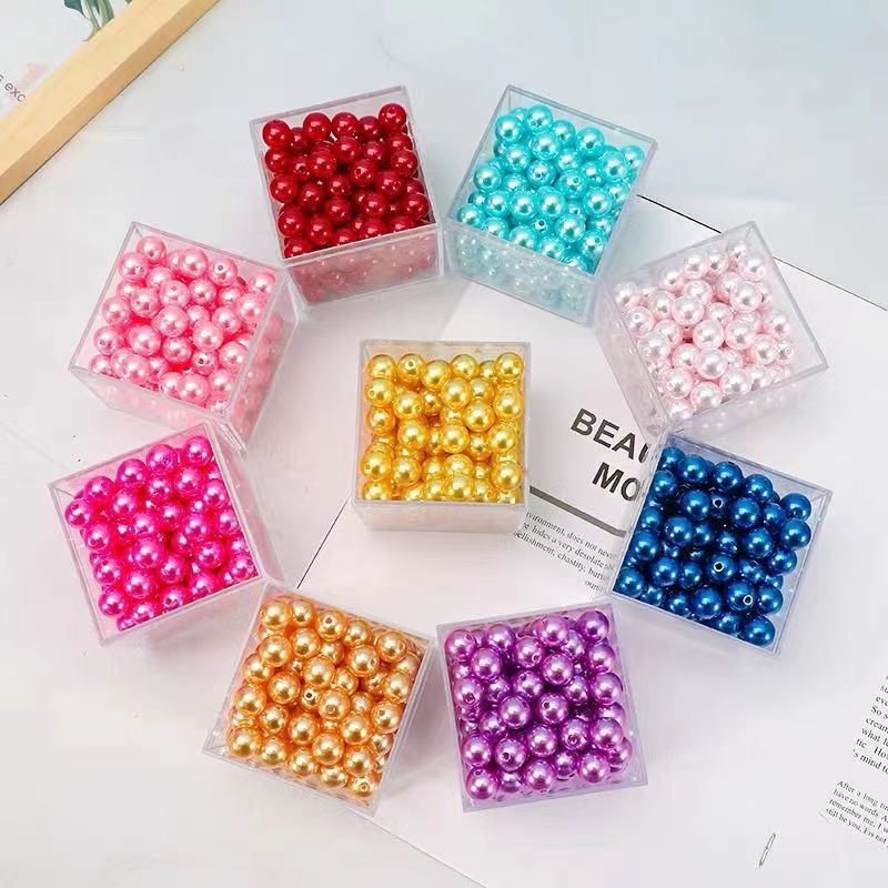高亮珍珠彩色塑料珠子diy手工串珠直孔ABS高亮仿珍珠材料饰品配件