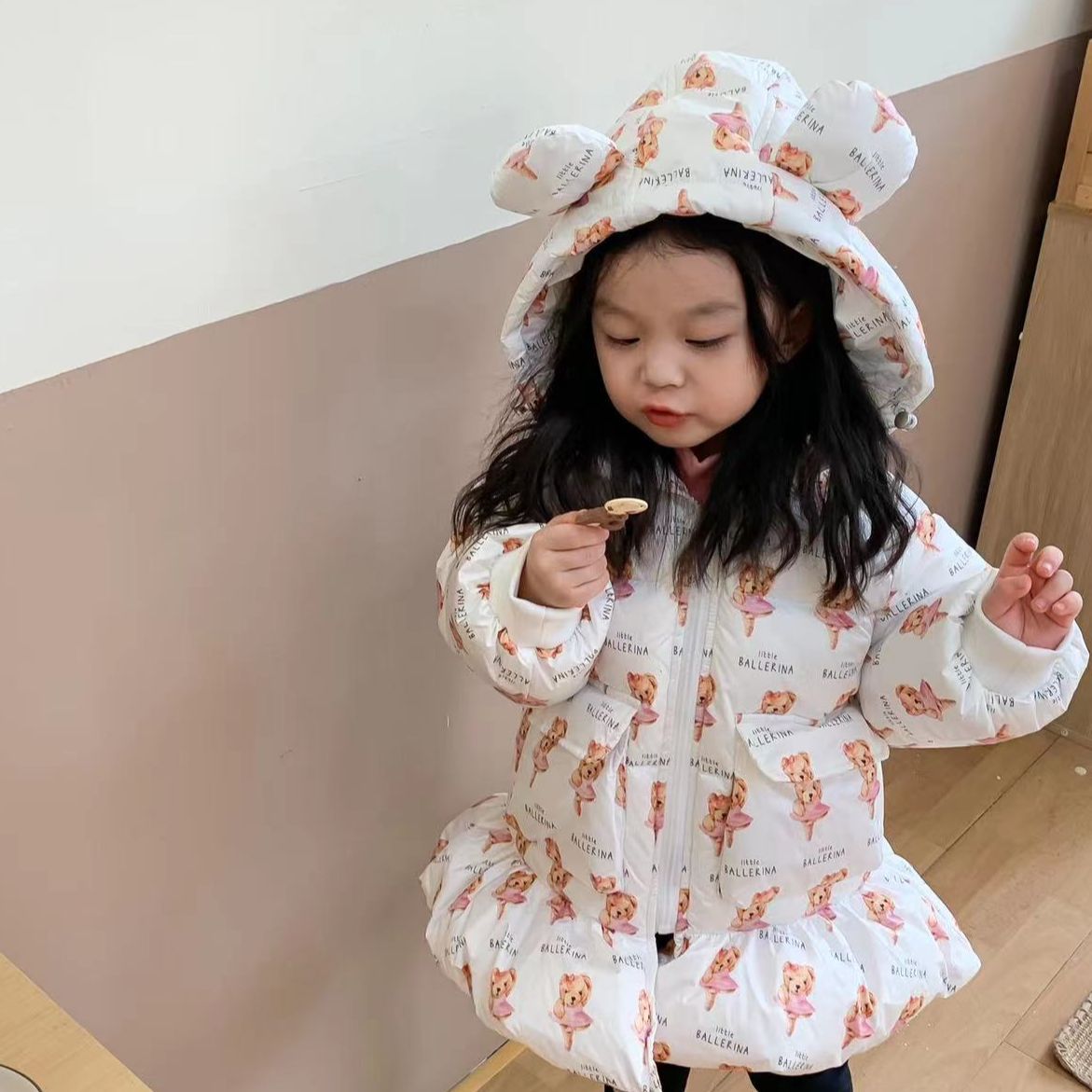 秋冬款~小耳朵荷叶边羽绒服2061
