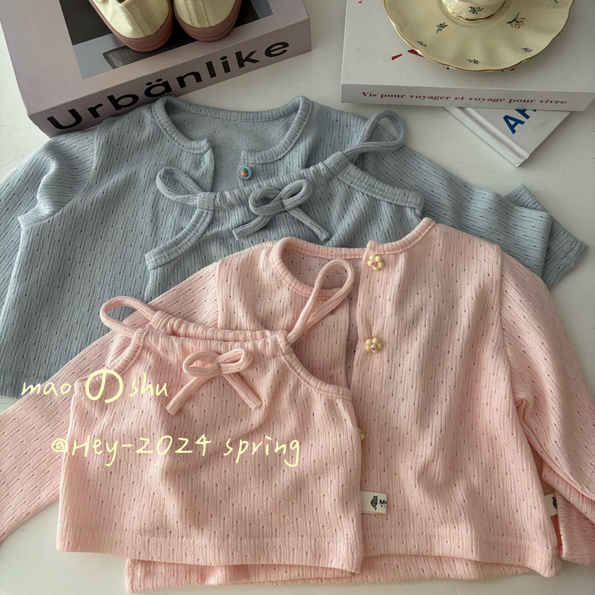 春款~点点开衫套装88002