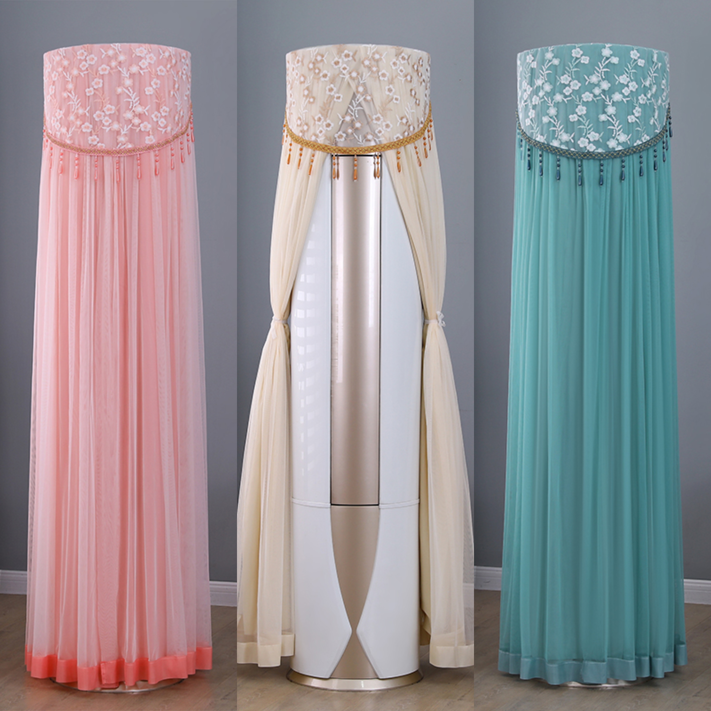 立式圆柱通用空调罩开机免取一层纱一层布防尘防晒罩说双层空调罩