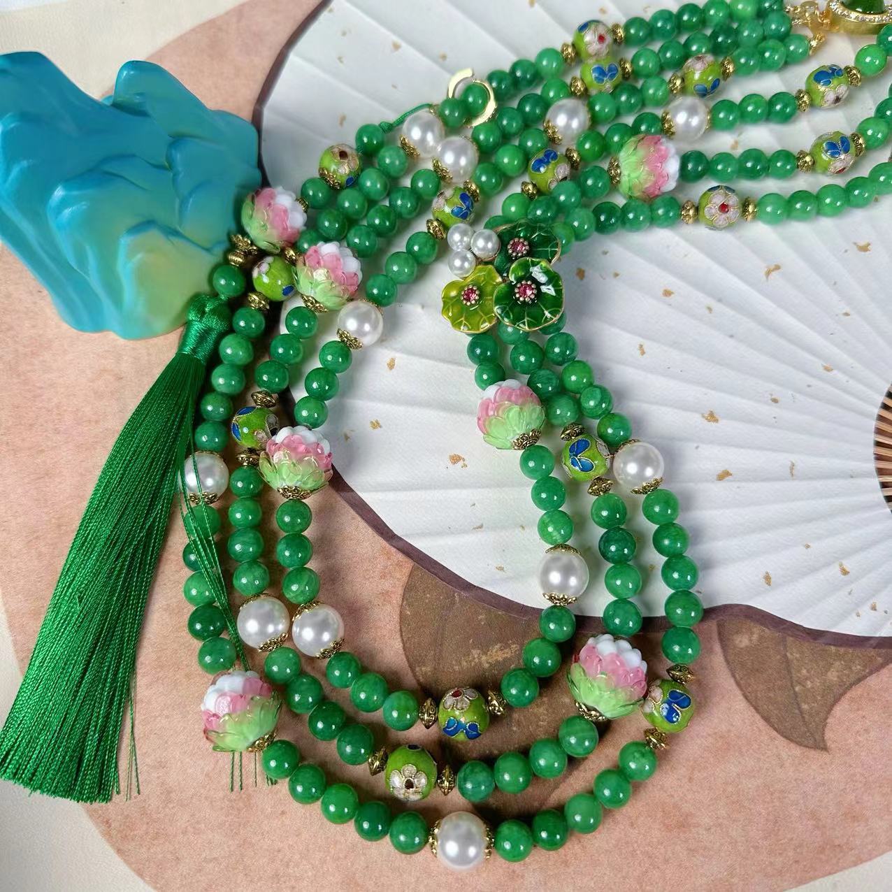 铜项链 国风项链【荷塘月色】短款多层百搭