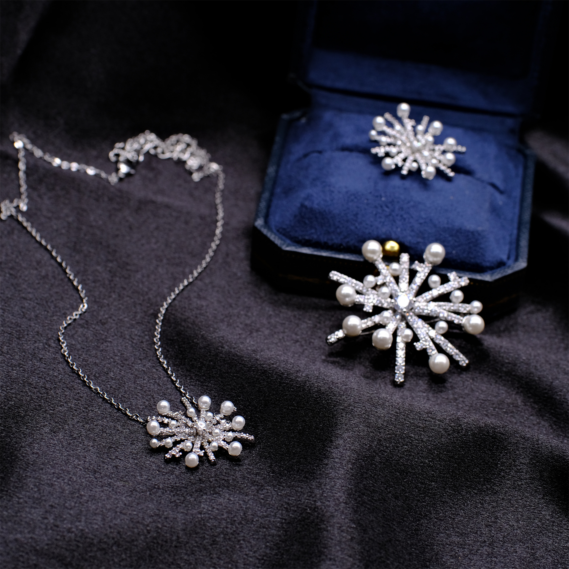 合金胸针 【热巴同款 项链+戒指+胸针】