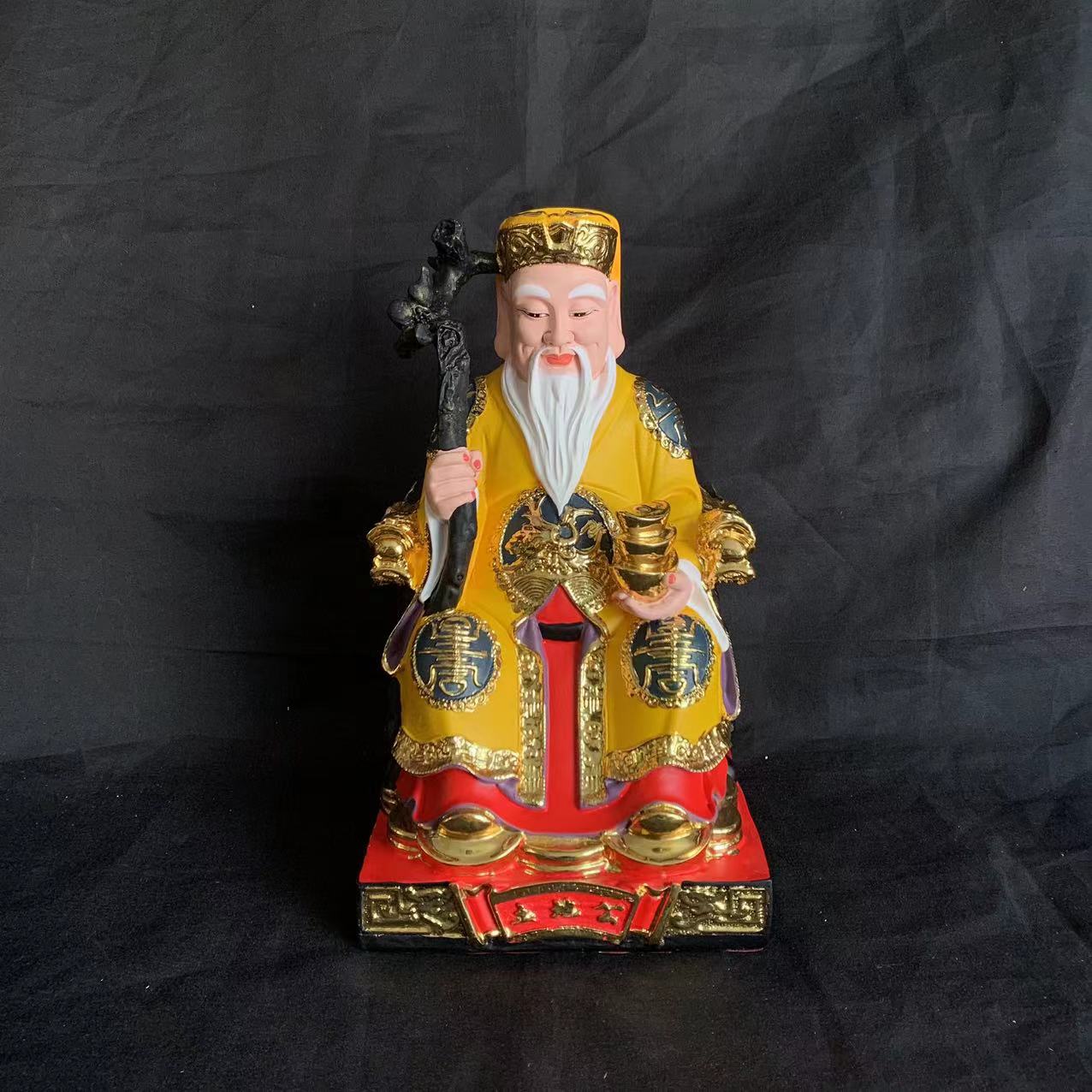 新款树脂彩绘土地公家用摆件土地爷福德正神地主财神摆件