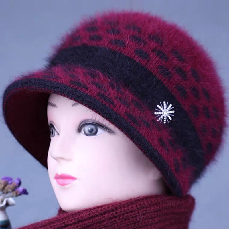 冬天老人帽子女妈妈针织保暖帽秋冬护耳帽加绒中老年人奶奶棉帽