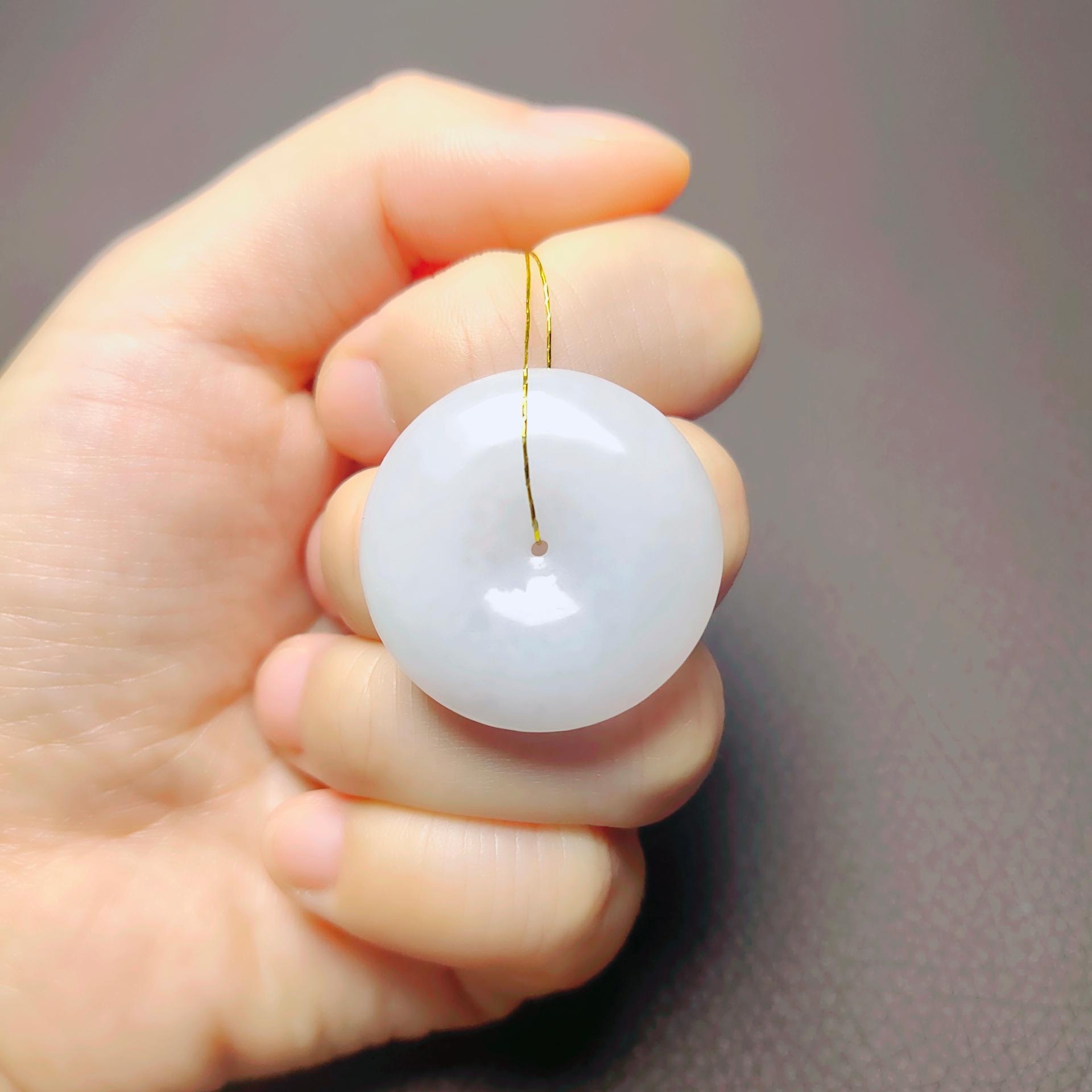 F053天然缅甸A货翡翠平安扣平平安安吊坠29*6.8                 