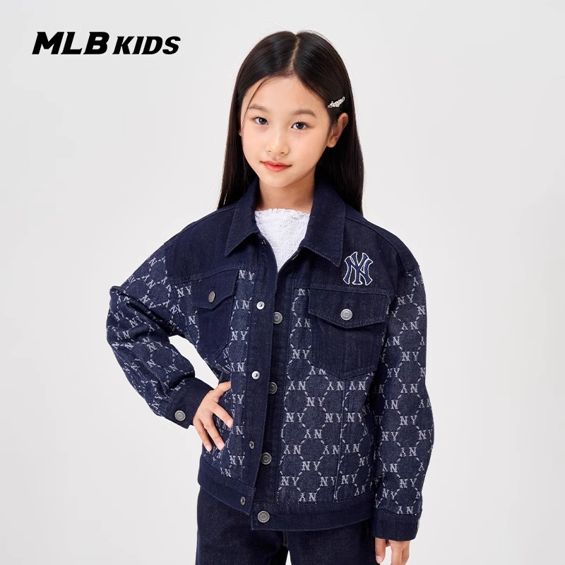 MLB【商场同款】儿童潮流拼色牛仔外套男女童休闲复古童装7ADKMD344