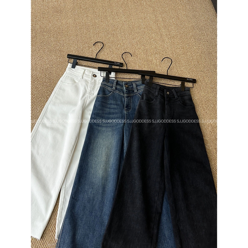 【娇娇私服订制】秋冬新款高腰A版弹力加绒直筒牛仔裤11012#