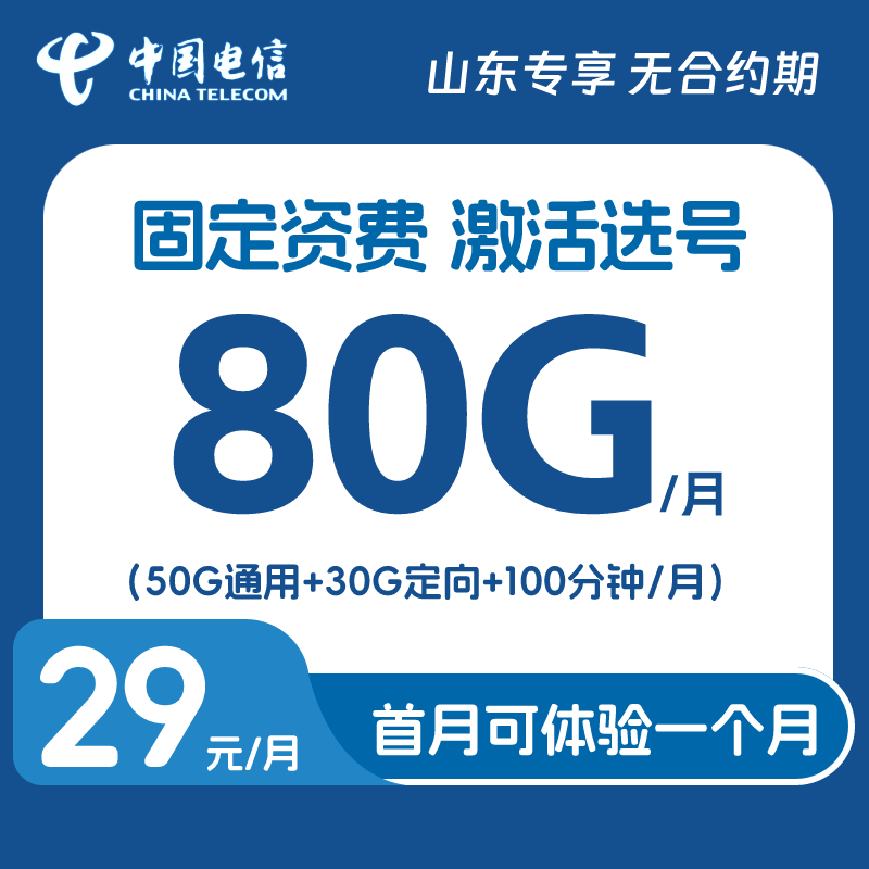 【山东省内收货地即归属地】29月租电信流量卡手机卡电话卡上网卡