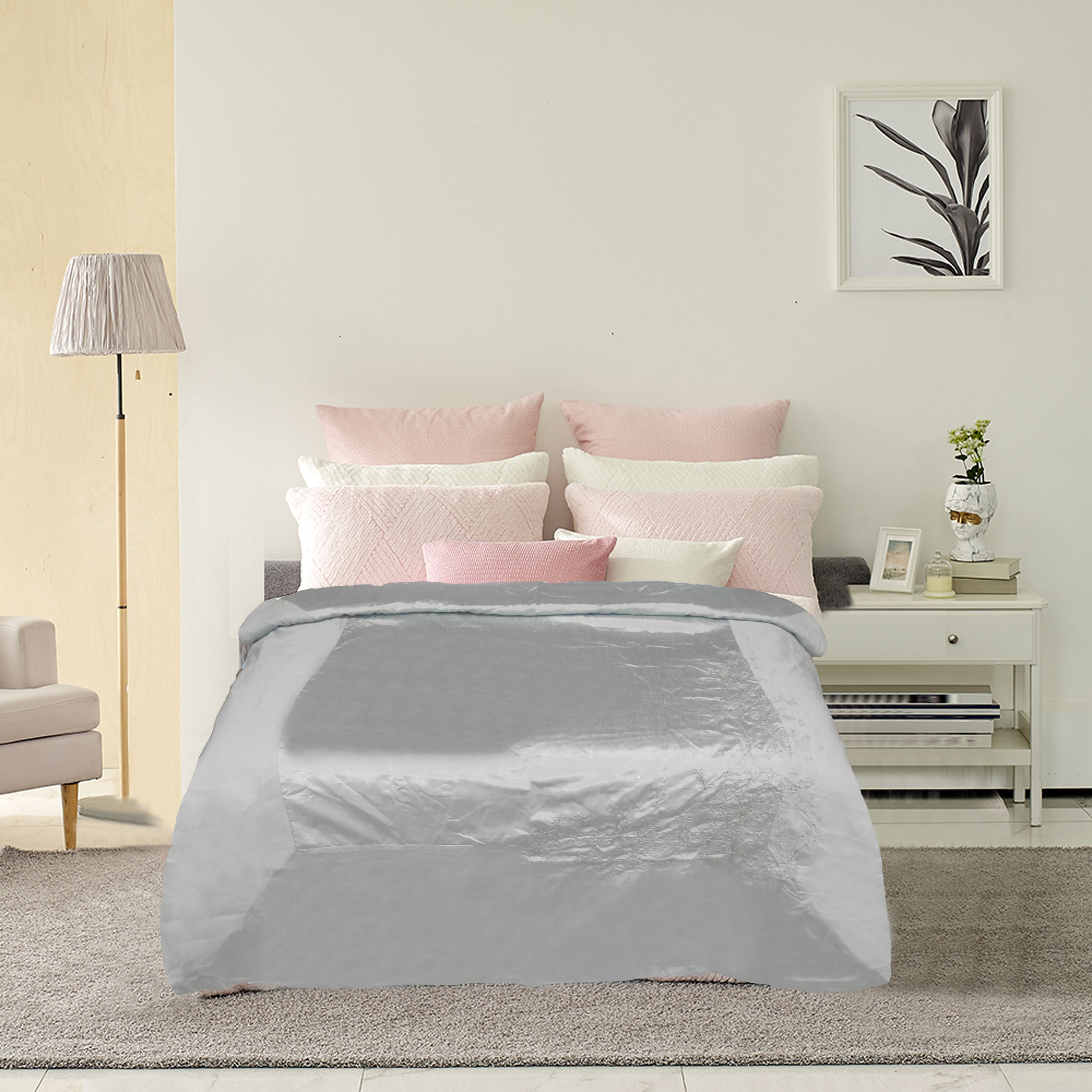 外贸风单人双人绣花被套简约清新机洗四季