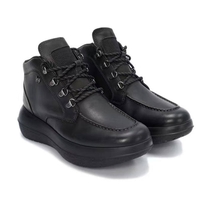 KYBUN 瑞士进口头层牛皮皮鞋男款黑色软底气垫健步鞋Olten black