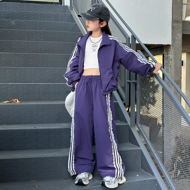 【酷哒仔】女童运动开衫套装2024春秋新款女孩时尚洋气休闲两件套