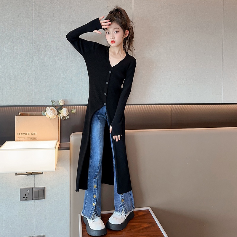 【酷哒仔】女童长款针织开衫外套2025春秋新款儿童韩版洋气时髦上衣