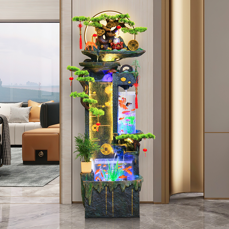 亚幸国际室内假山鱼缸摆件循环流水玄关办公客厅落地流水家居饰品