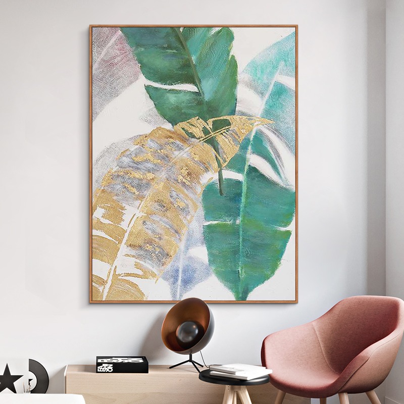 【大业有成】手绘油画餐厅画玄关装饰画客厅壁画三联北欧绿植挂画