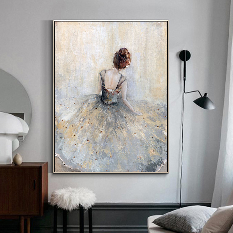【倩影】纯手绘油画挂画卧室装饰画床头客厅玄关简约女艺术壁画