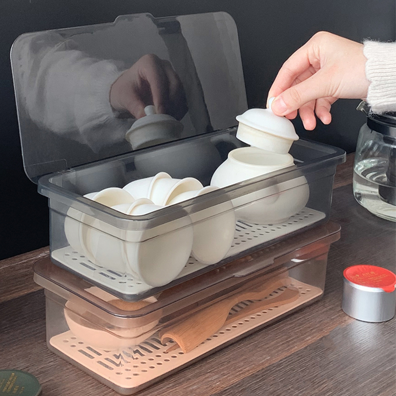 装茶具的收纳盒架防尘装放杯子桌面家用办公室茶盘功夫茶壶置物台