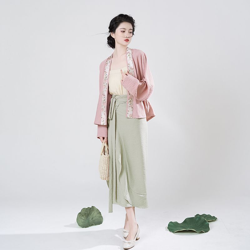 织造司原创宋制汉服[秋荷]妆花荷叶边日常新中式春夏薄荷曼波