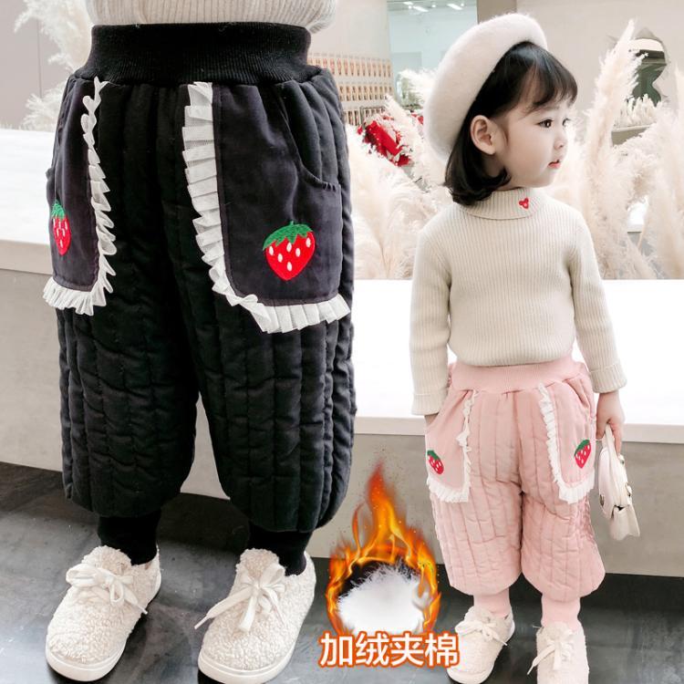巴娜拉女童棉裤秋冬季新款洋气宝宝加绒外穿一体绒儿童冬装裤子JM
