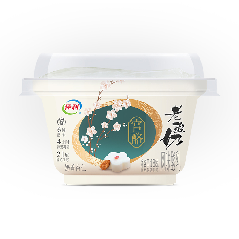 伊利宫酪老酸奶奶香杏仁风味酸乳 138克