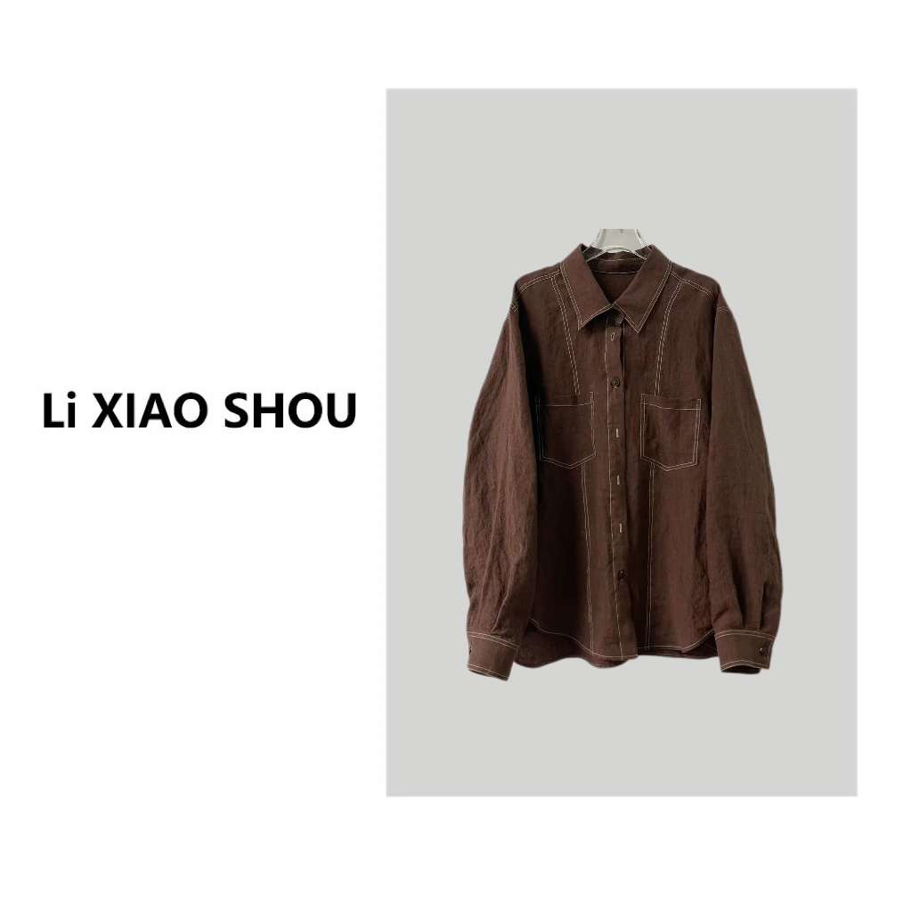 李小瘦大码女装【暮秋晚风】秋季新款宽松显瘦休闲气质衬衫1282d