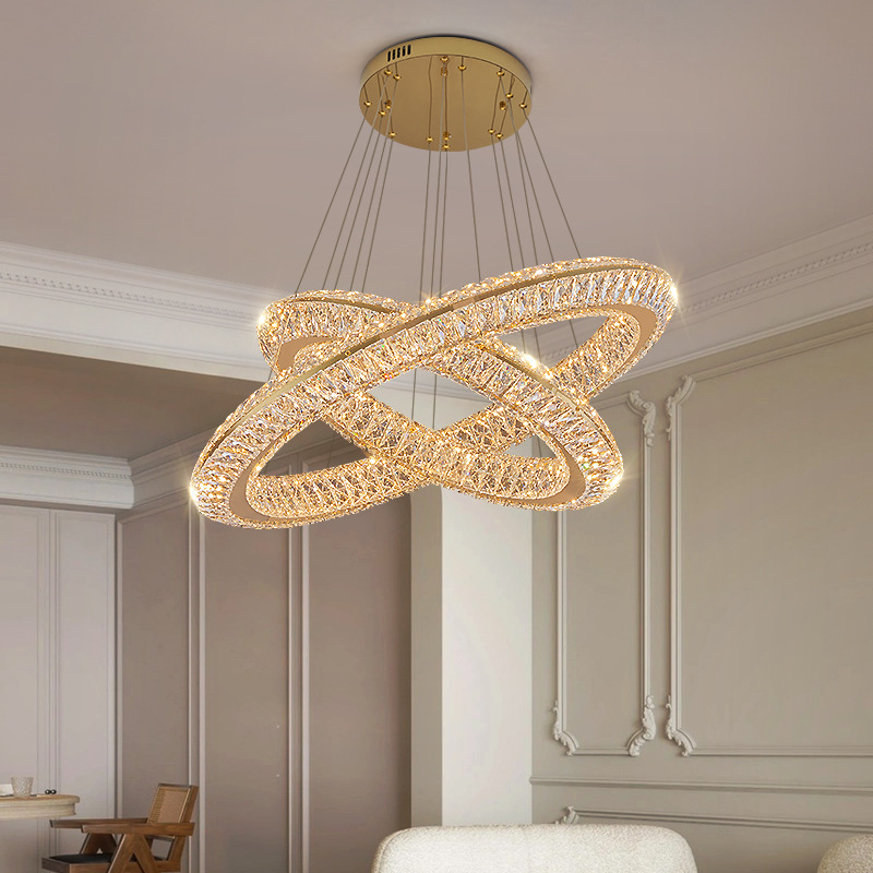 设计师款客厅主灯高级感高端大气客厅环形水晶吊灯轻奢吧台餐厅灯