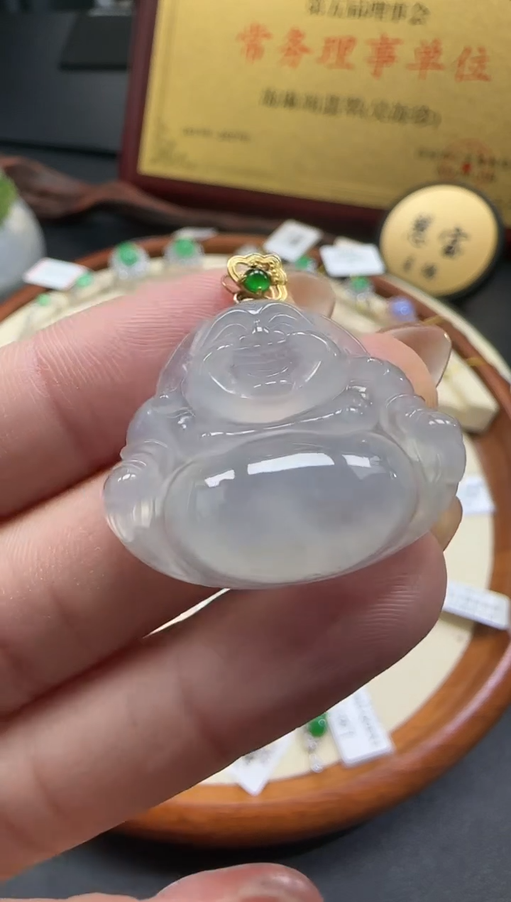 【闪购商品】翡翠吊坠(不含链)18K金镶嵌佛公