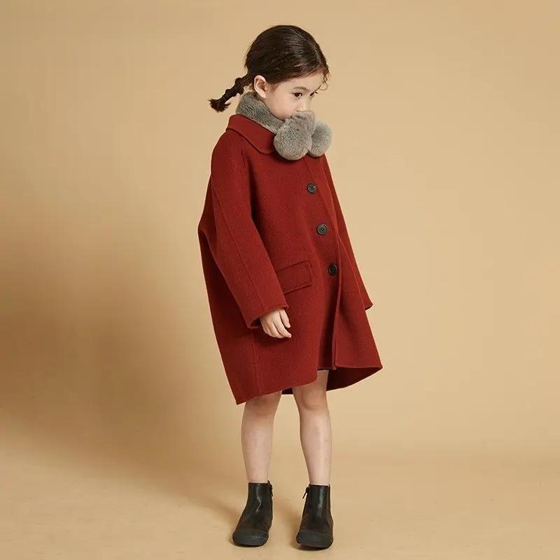 新品巴拉巴拉女童呢子2024秋冬新款双面绒羊毛大衣儿童韩版洋气中