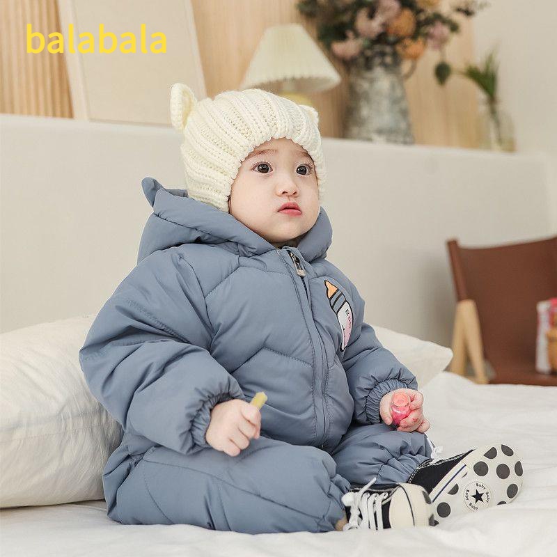 2024新款巴拉巴拉冬季新款婴幼儿羽绒爬服新生儿加绒加厚抱衣男女