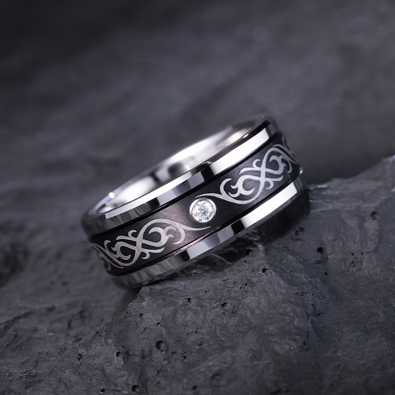 飒雅 钨合金莫桑石戒指 时尚个性男士指环潮流高级感食指男戒j350