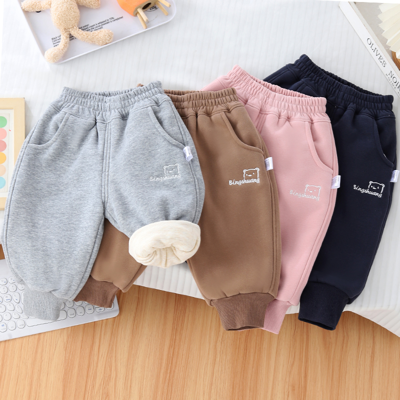 宝宝裤子秋冬款加绒加厚男女儿童棉裤外穿一条过冬婴幼儿保暖卫裤