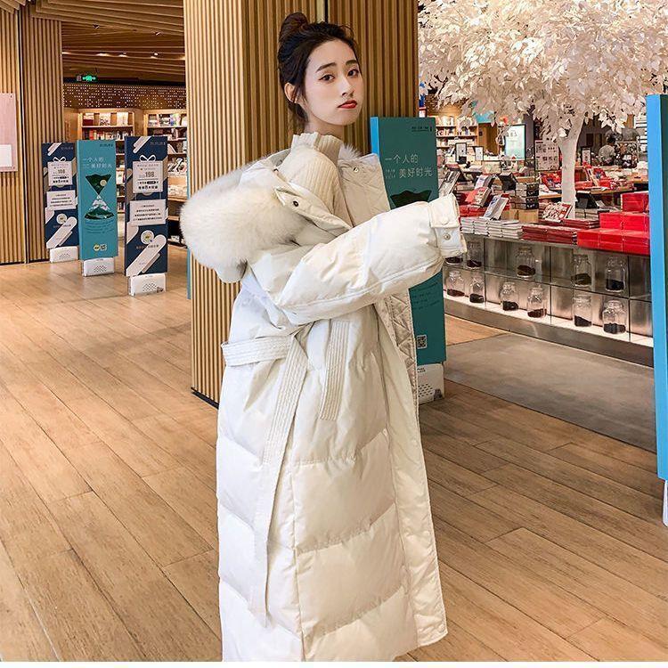 波司断码冬季羽绒服女中长款狐狸大毛领2023新款冬季韩版宽松过膝