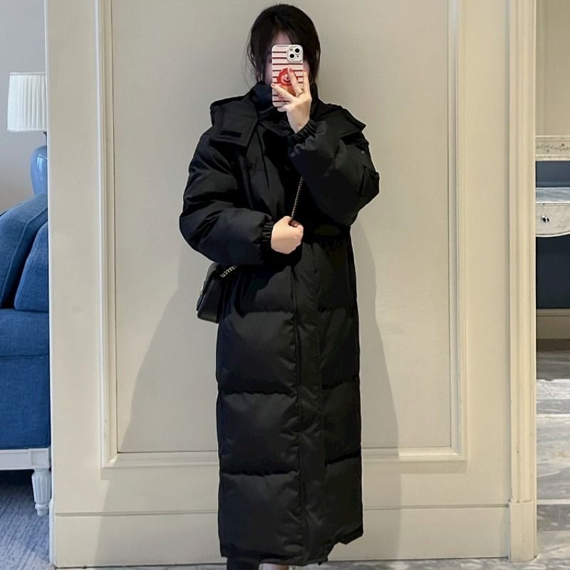 波司断码长款羽绒服女超厚东北特厚超长外套过膝时尚2023爆款白鸭