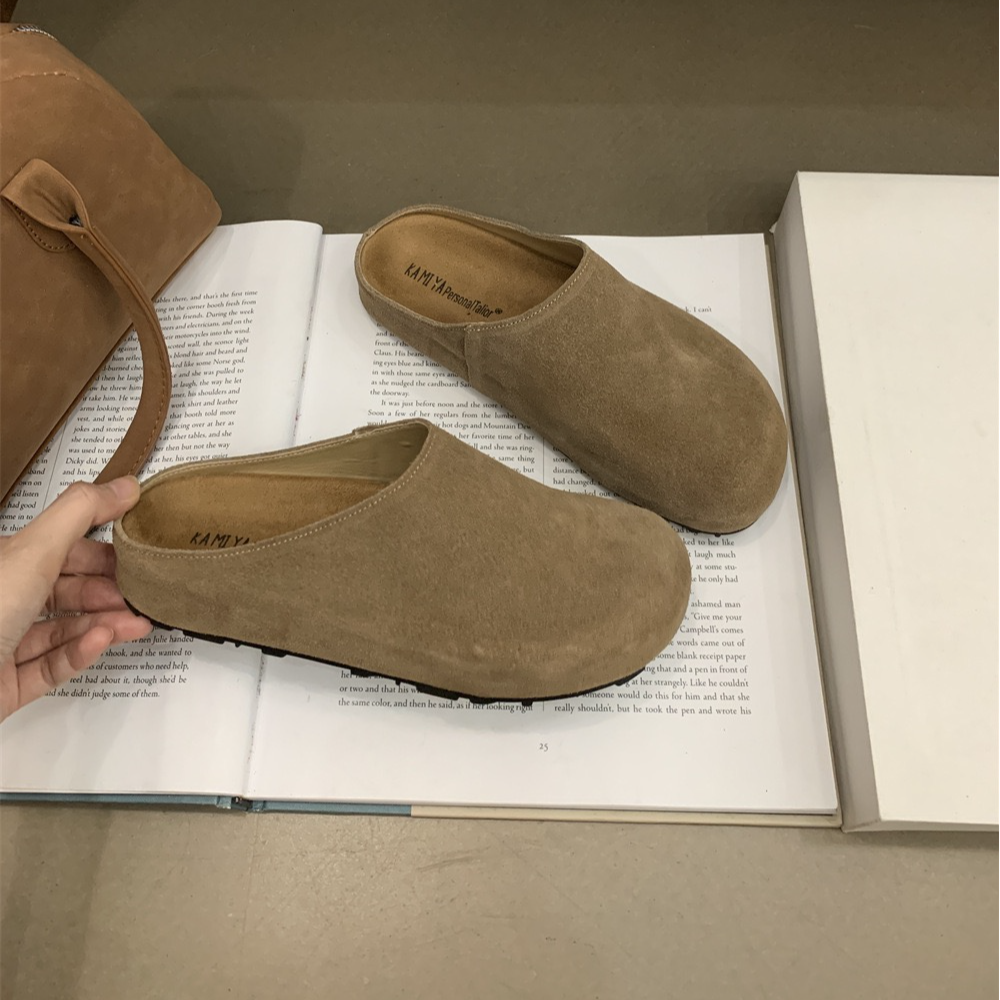 厚底复古包头半拖防滑磨砂懒人勃肯鞋