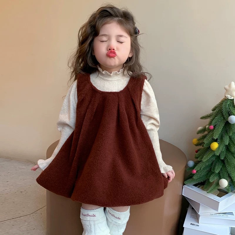 女童加绒连衣裙秋冬款2025新款洋气儿童冬装套装宝宝加厚公主裙子