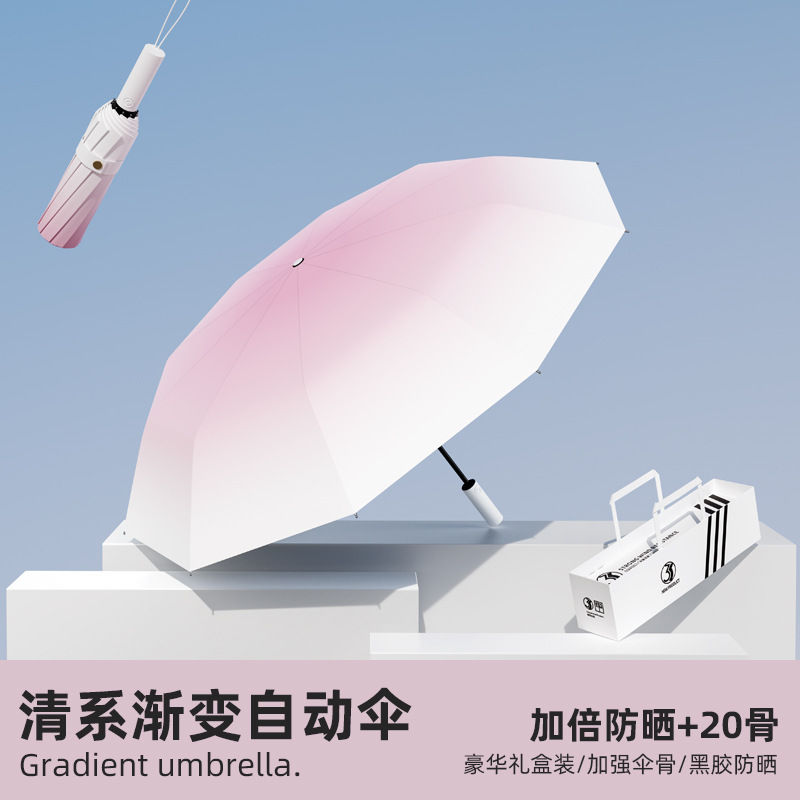 自动晴雨伞女士专用太阳伞防晒防紫外线黑胶遮阳伞雨伞折叠防风