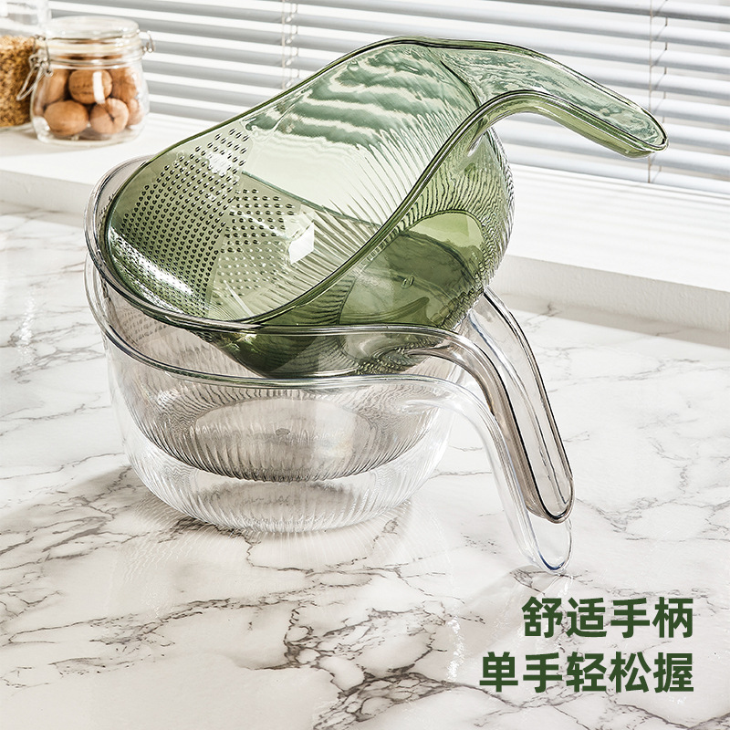 【3个装】厨房沥水篮洗米筛淘米盆子汽车家用带手柄淘菜便携加厚