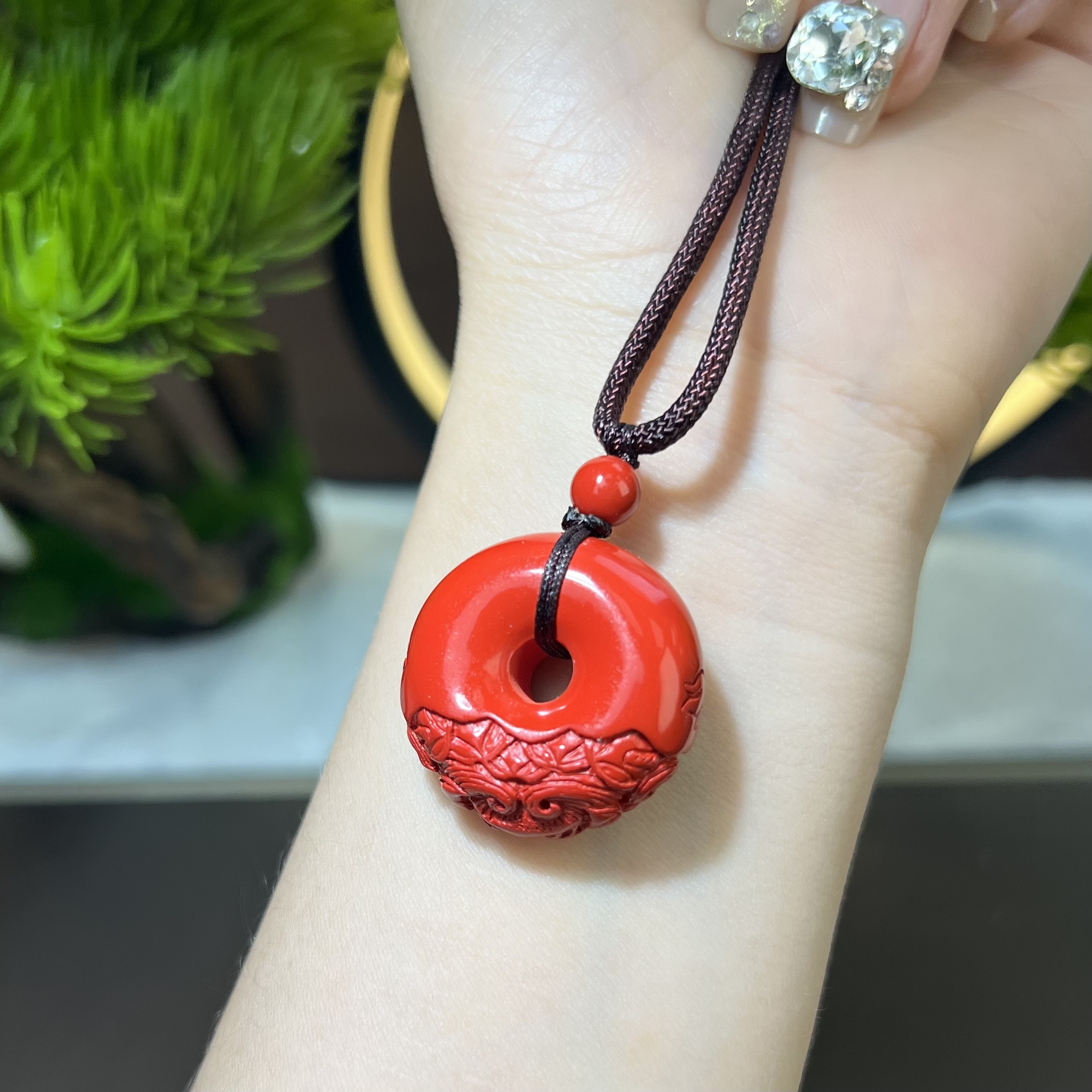 含辰砂工艺品高含量朱砂貔貅平安扣吊坠项链