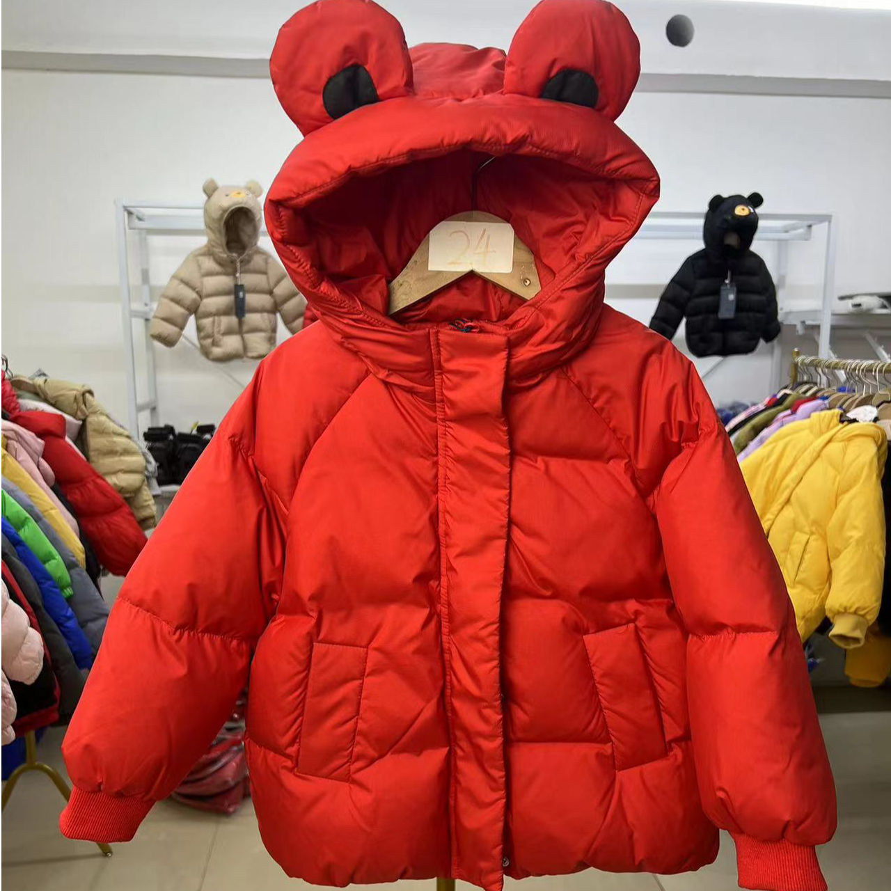 xiaoxiongbuyi1E-D007儿童羽绒女童连帽长款加厚小童保暖带帽外出