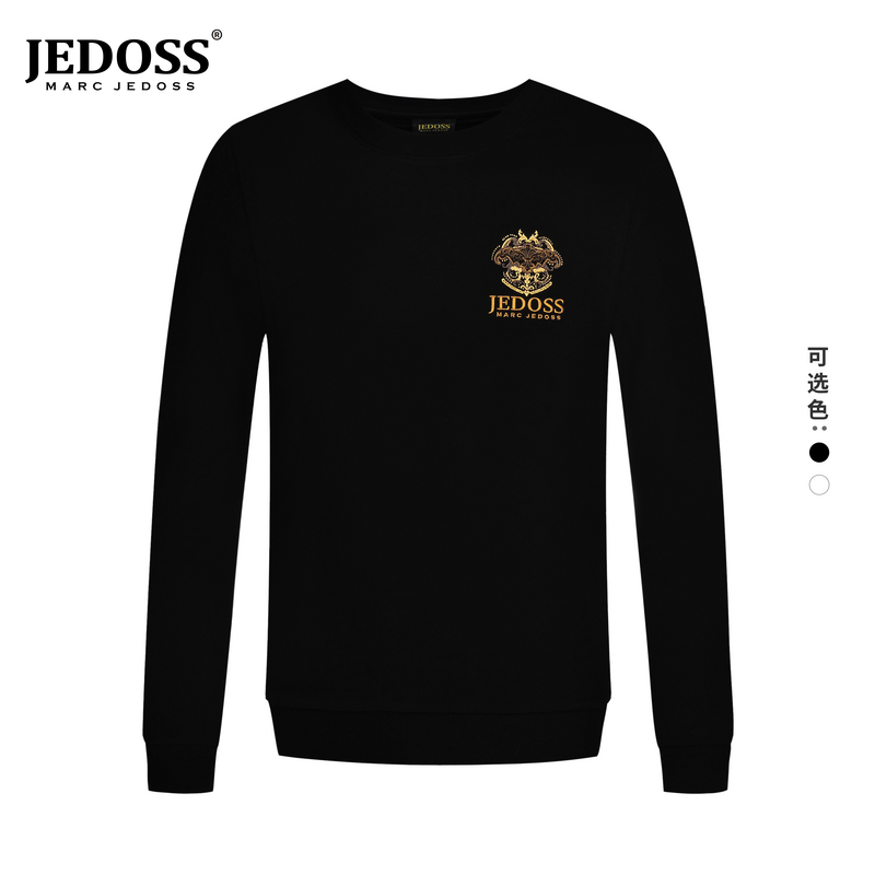 JEDOSS/爵迪斯秋季男上衣个性金线刺绣烫钻元素圆领卫衣休闲长袖