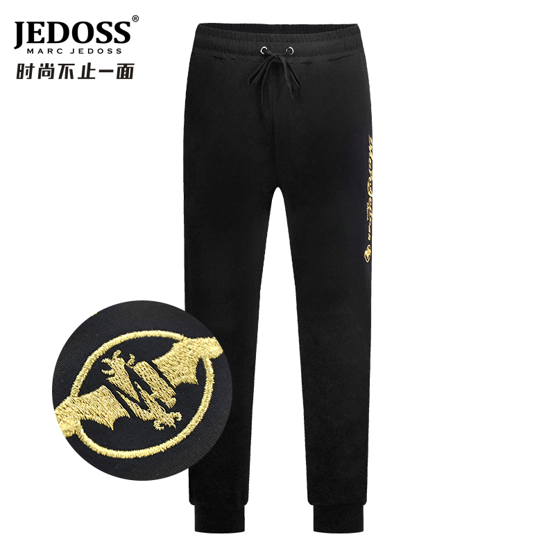 JEDOSS/爵迪斯潮牌男款裤子刺绣印花休闲裤几何修身时尚日常046