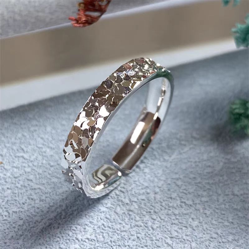 足银戒指 足银戒指 碎冰冰戒指气质素款