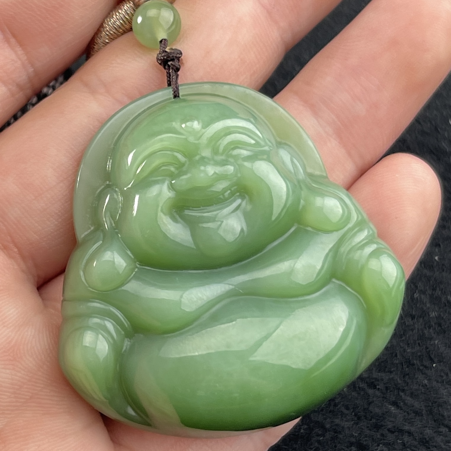 【玉氏珠宝】和田玉碧玉佛公吊坠-43*43*12mm多样性 发一CAN1260032