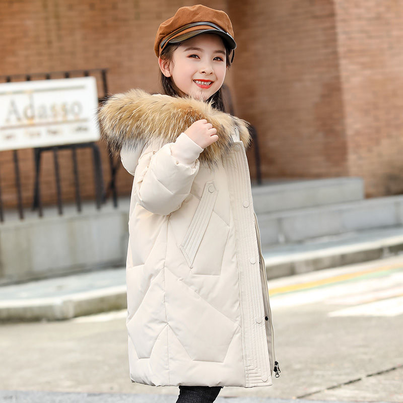 巴拉拉吧反季儿童羽绒服中长款2023新款爆款女童加厚白鸭绒中大童