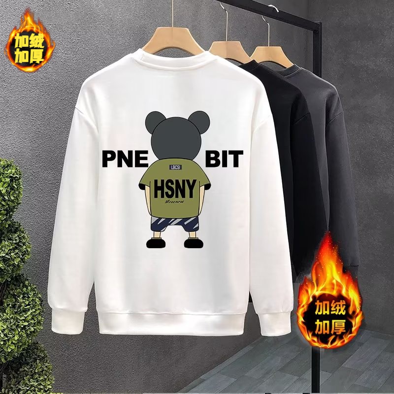 宽松大码学生韩版连帽秋冬季加绒加厚保暖重磅长袖卫衣男士上衣