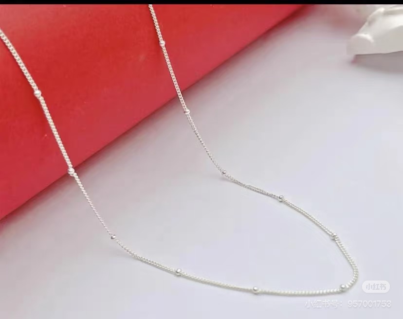 链子足银 【源头工厂特惠】足银999.9百搭间珠项链（25662）