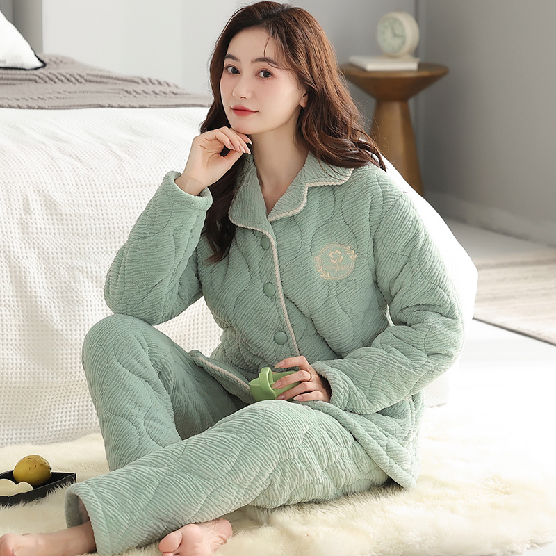 【三层夹棉】睡衣女秋2023新款冬季加绒加厚保暖珊瑚绒家居服套装