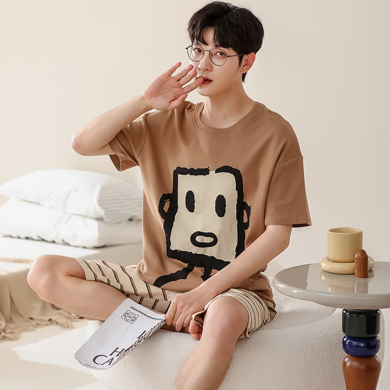 【纯棉】短袖睡衣男士夏季天2024新款薄款套装青少年男款家居服