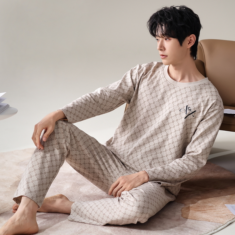 【纯棉】男士睡衣春秋季纯棉长袖大码薄款秋冬款可外穿家居服套装