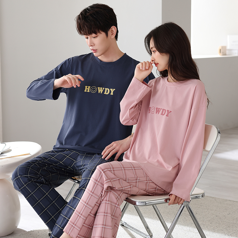 【拉架纯棉】情侣睡衣男女士春秋季纯棉长袖新款中青年家居服套装