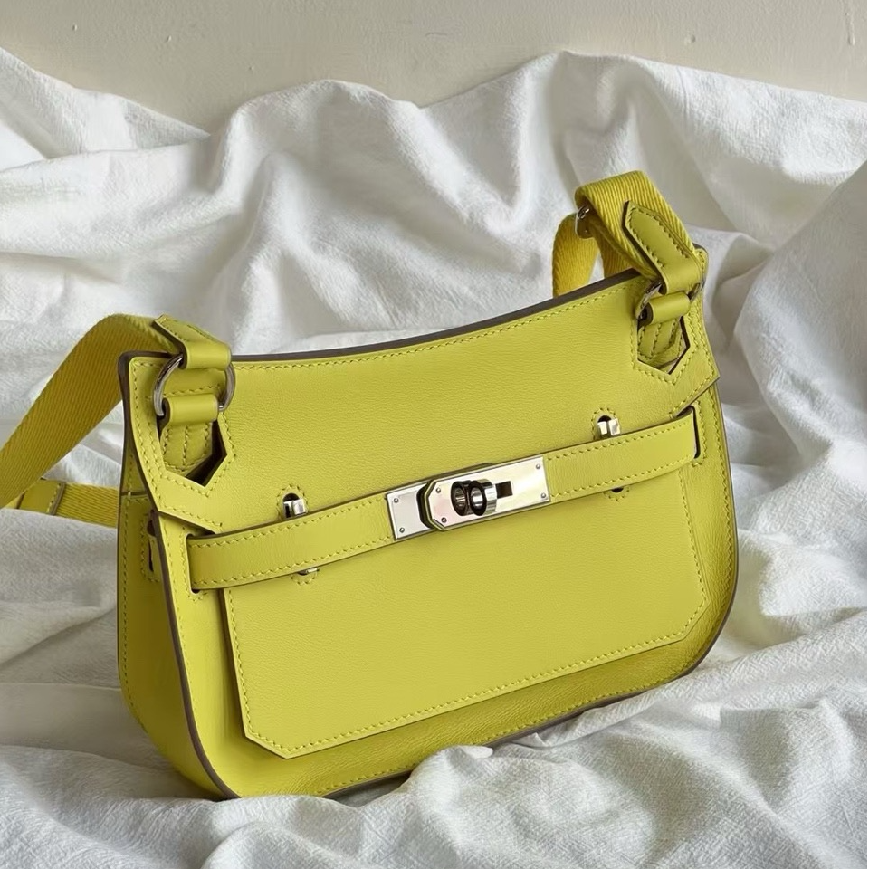99新 Hermes/爱马仕 吉普赛柠檬黄银扣 mini B刻 sw皮 99新